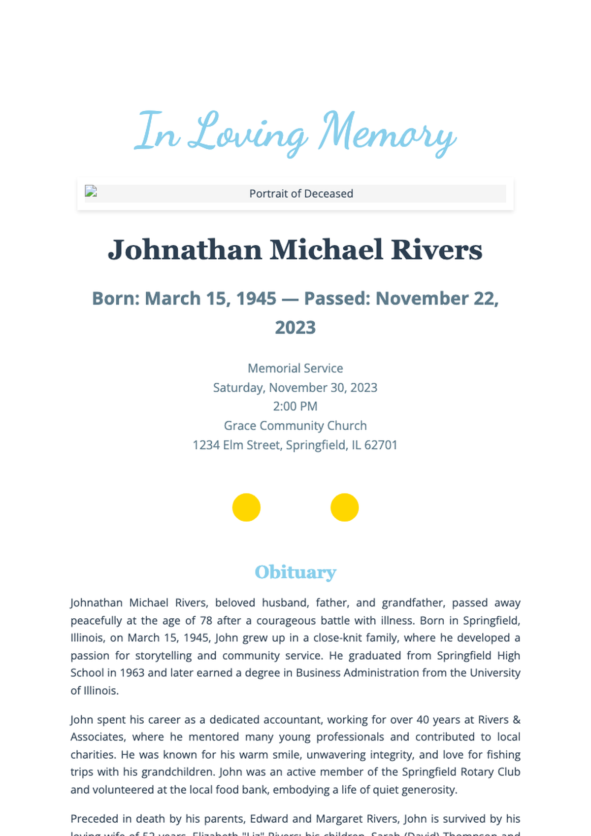 Soft pastel baby memorial program with photo and floral accents_variant_2